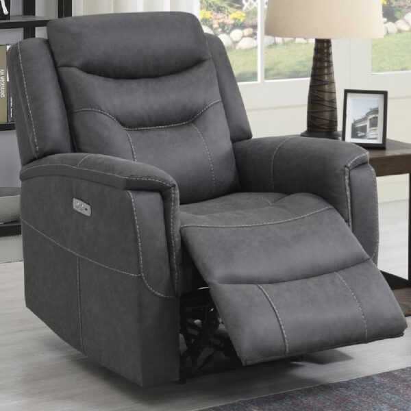 Hasselt Fabric Electric Recliner 1 Seater Sofa In Grey