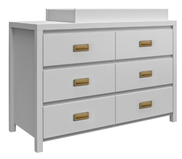 Little Seeds Haven 6DRW Dresser Grey and Gold with Topper Grey Changing Table