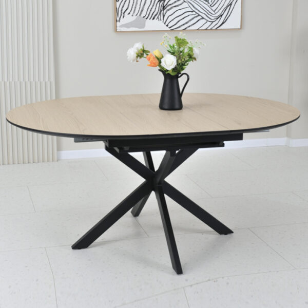 Irmo Wooden Round Extending Dining Table In Dune Oak