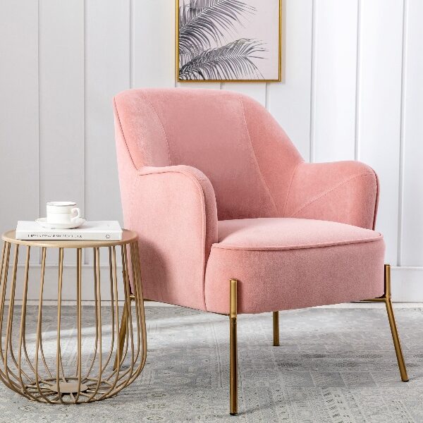 Furniture Express Maya Pink Velvet Stool