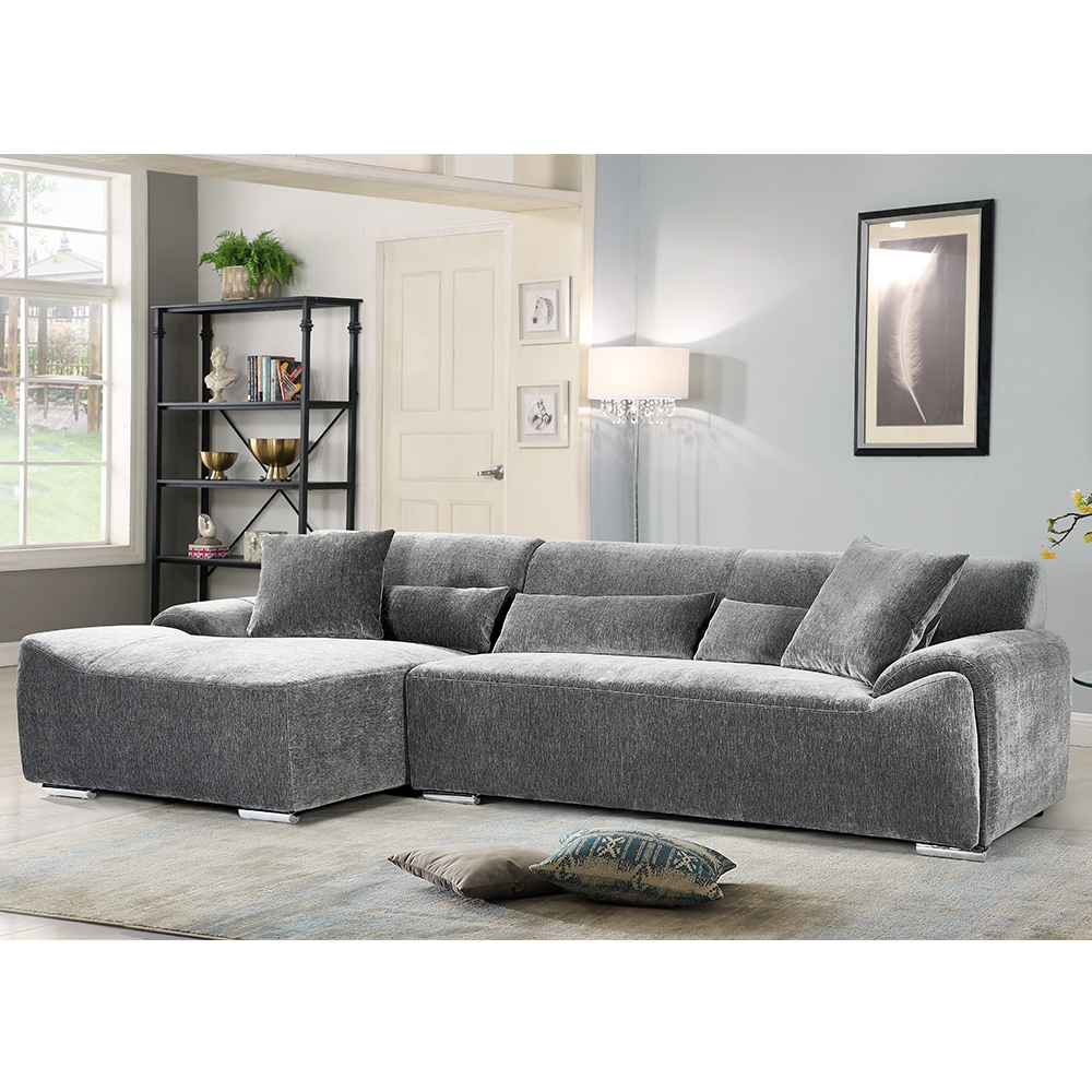 Modesto Fabric Left Hand Corner Sofa In Charcoal