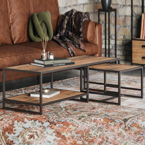 Olbia Wooden Nesting Coffee Tables In Oak