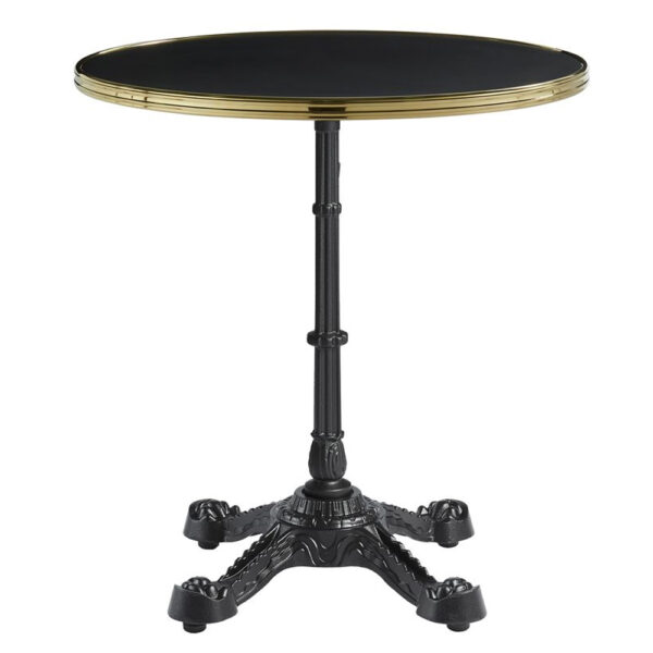 Pontiac 60cm Gold Rim Wooden Bistro Table In Black