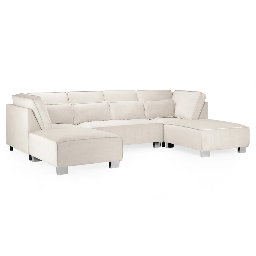 Sloan Fabric U Shaped Corner Sofa In Cream
