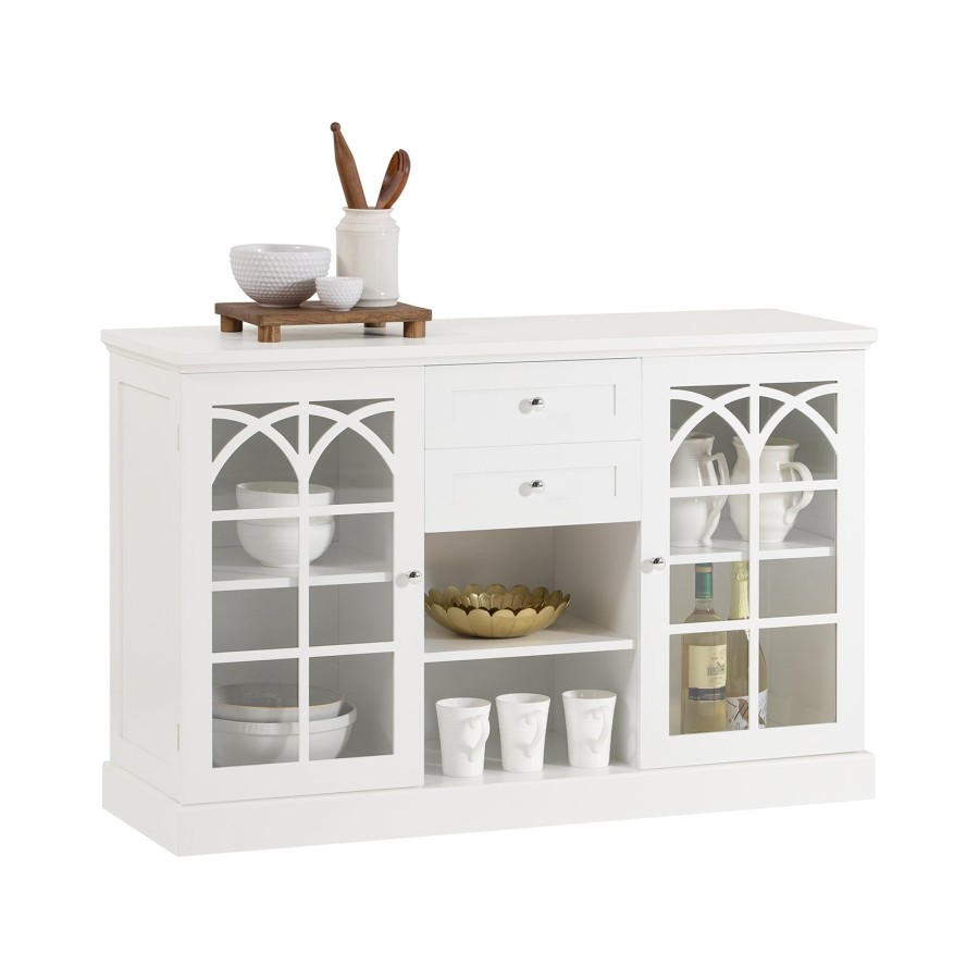 SoBuy FSB79-W, Storage Cabinet Cupboard Sideboard with 2 Glass Doors and 2 Drawers, White