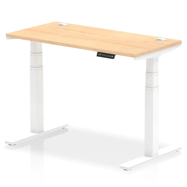 Troy 120cm Wooden Adjustable Laptop Desk With White Legs In Maple