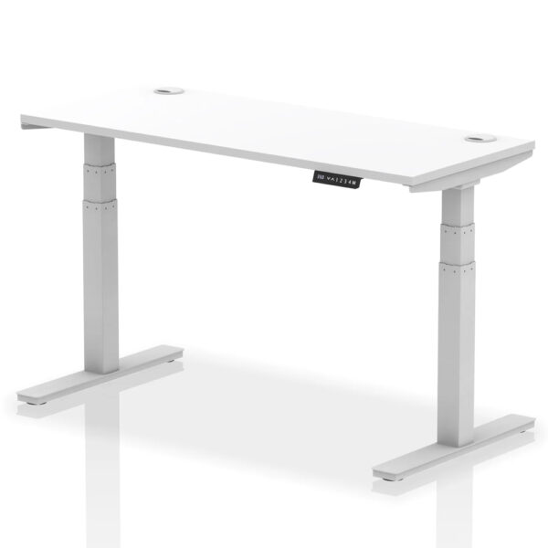 Troy 140cm Wooden Adjustable Laptop Desk With Silver Legs In White