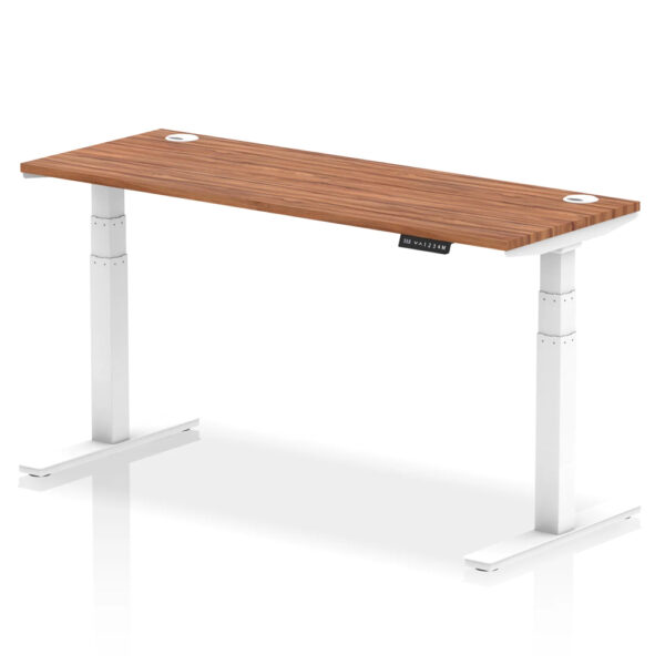 Troy 160cm Wooden Adjustable Laptop Desk With White Legs In Walnut