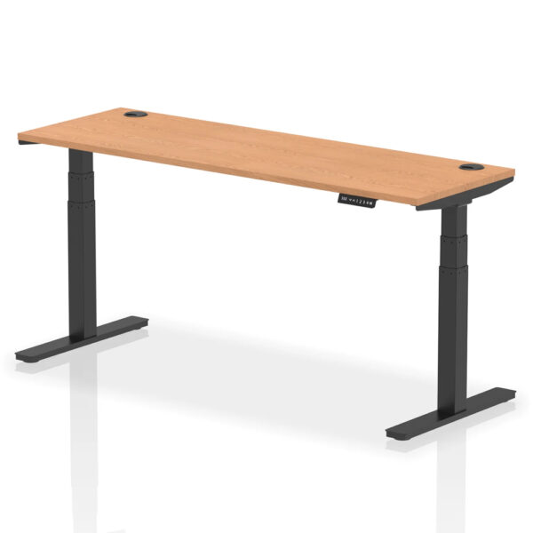 Troy 180cm Wooden Adjustable Laptop Desk With Black Legs In Oak